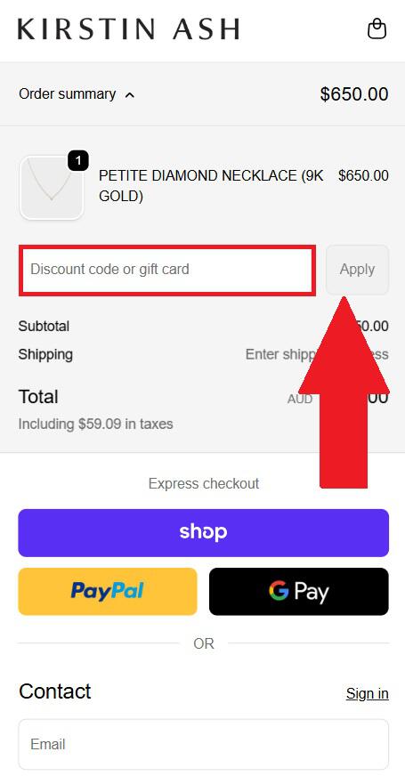 Kirsten Ash Discount Code Box