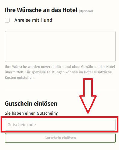 Screenshot vom Eingabefeld mit Hinweis darauf, wo du deinen kurz-mal-weg.de Gutschein einlösen kannst