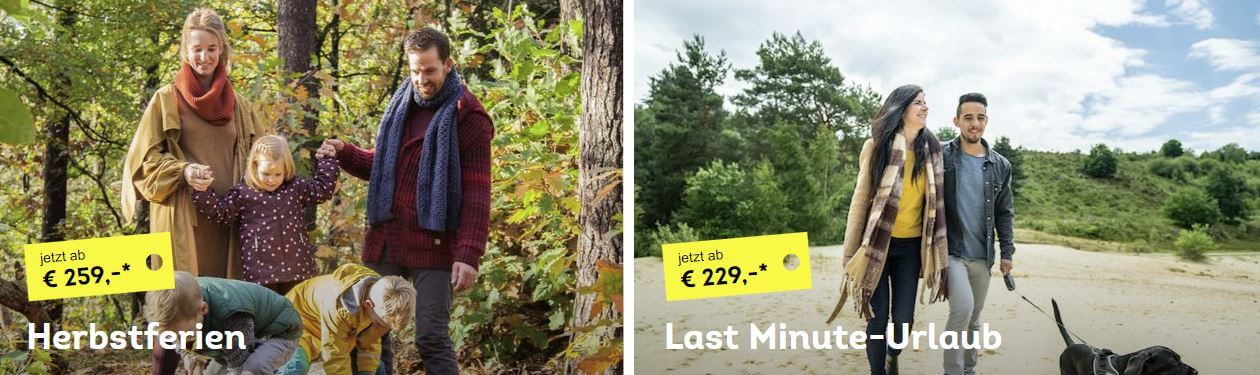 Banner für Last Minute Angebote bei Landal mit Foto von Pärchen am Strand