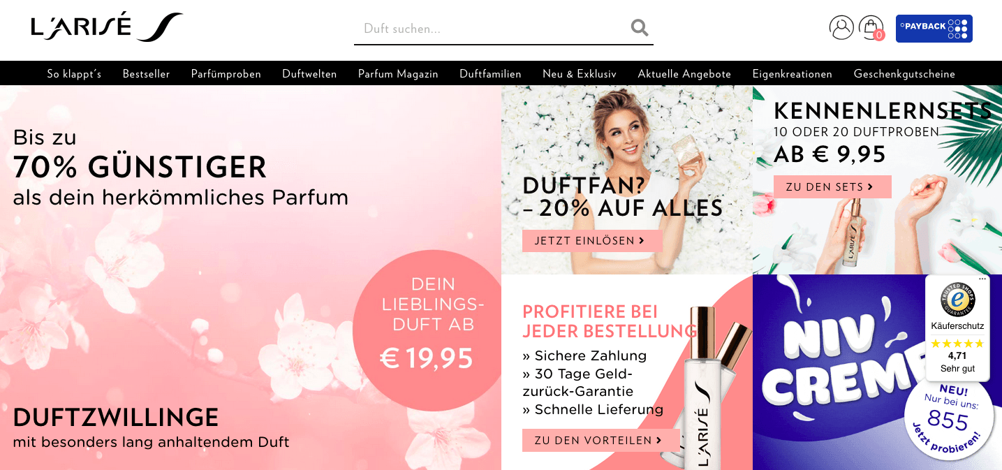 Finde deinen Duftzwilling mit bis zu 70 % Rabatt bei L’ARISÉ im Online-Shop