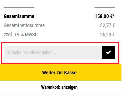 Warenkorb-Screenshot mit Eingabefeld für deinen Leguano Gutschein