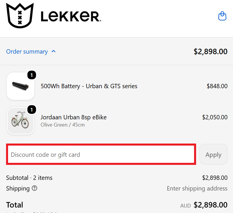 Lekker coupon code redemption box image