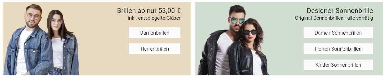 Banner für günstige Brillen ab 53 € bei Lentiamo