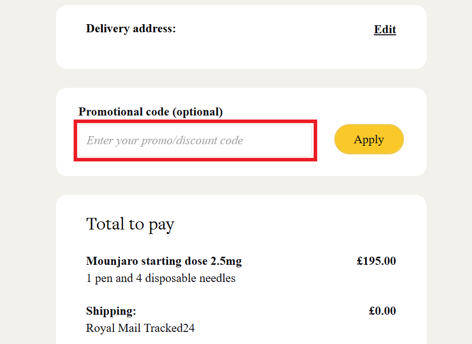 Levity discount code box during checkout image