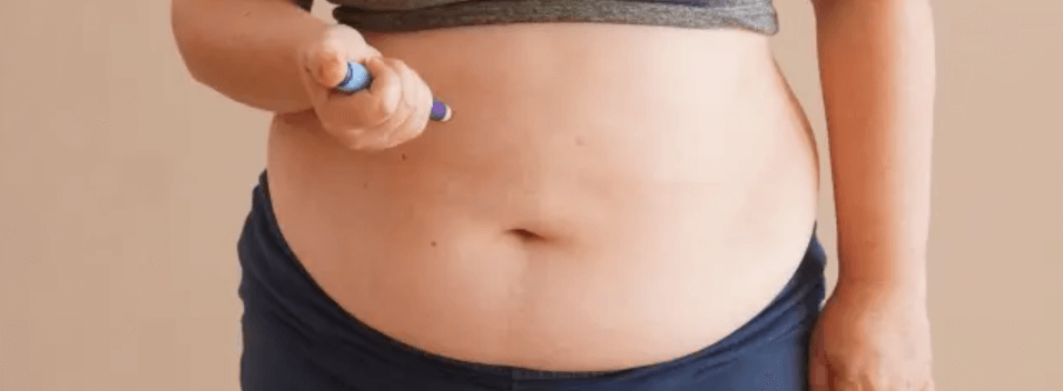 Levity savings tips banner showing the midriff of a woman injecting a pen