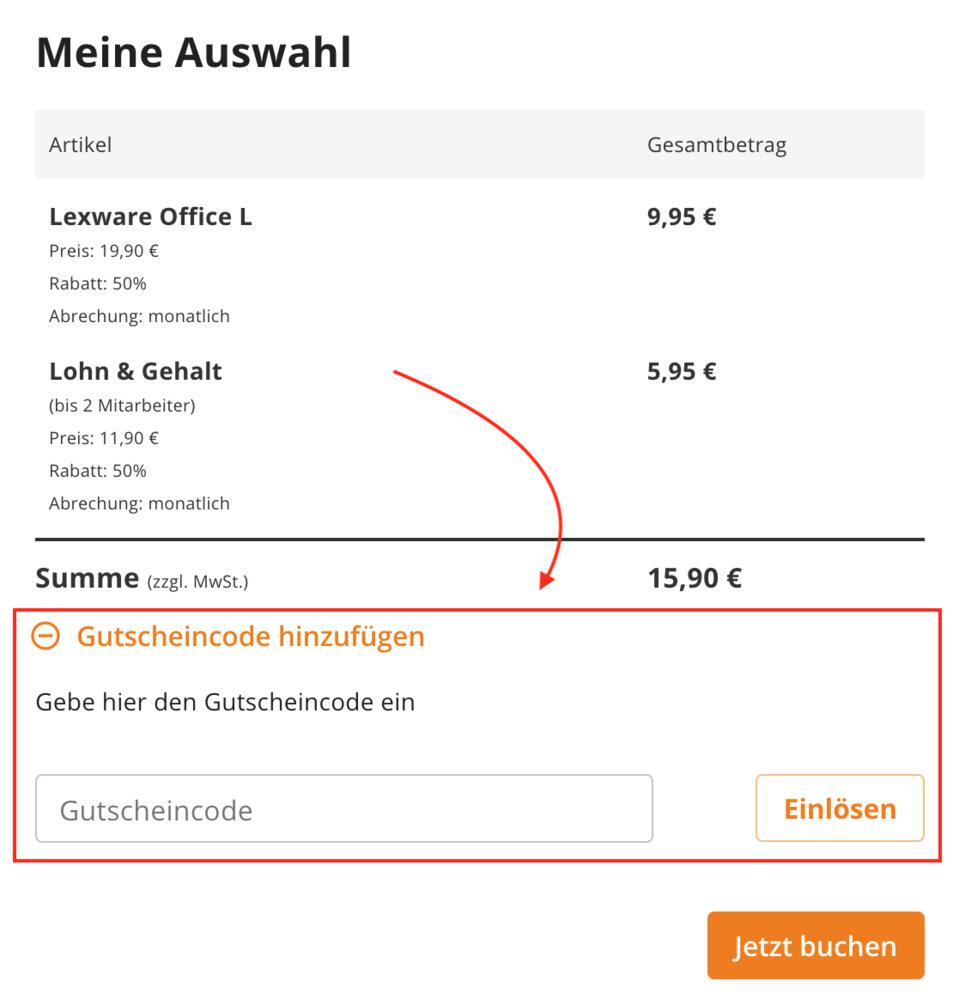 Eingabefeld für deinen Lexoffice Gutschein