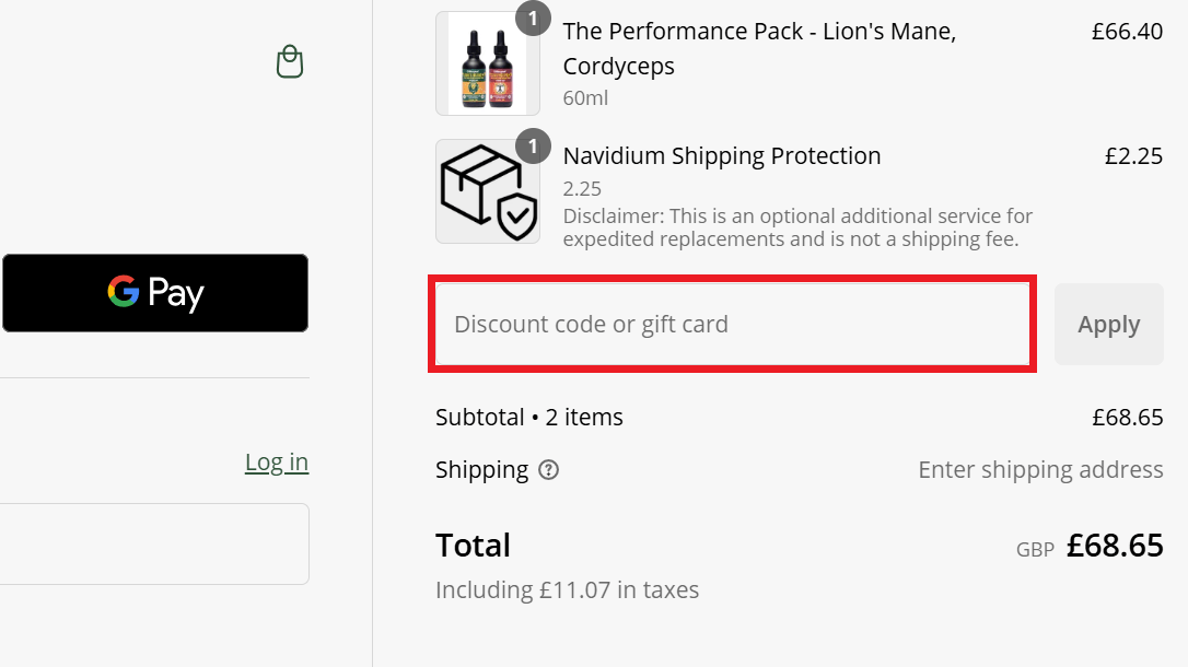 Life Cykel discount code box in shopping basket