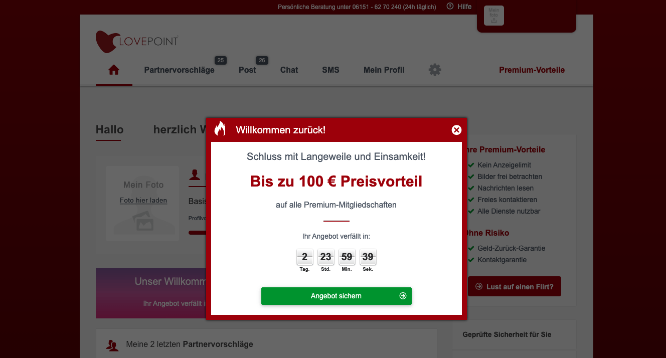 Bei Lovepoint erhältst du exklusive Rabatte auf deine Premium-Mitgliedschaft.