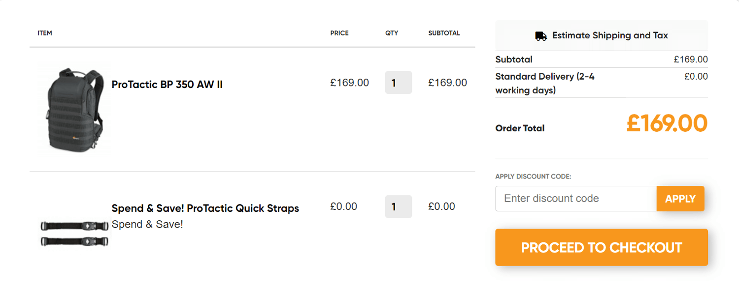 Lowepro discount code box - checkout