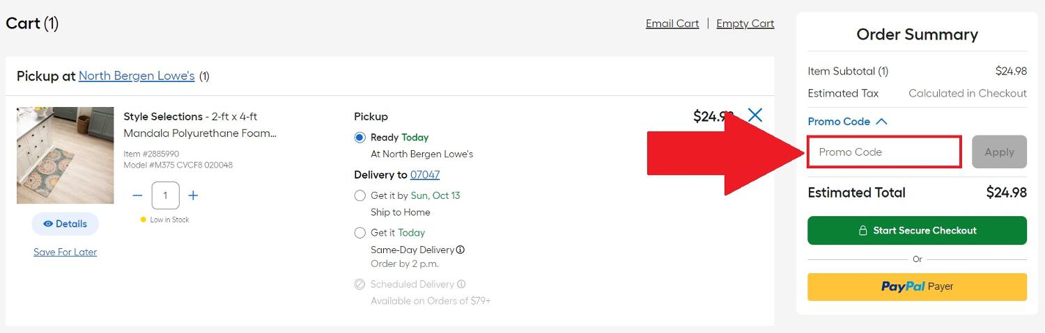 Lowe&apos;s promo code box
