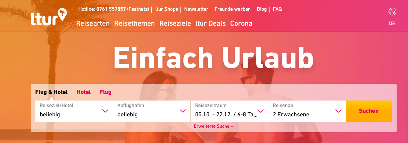 Buche deinen nächsten Urlaub bei ltur