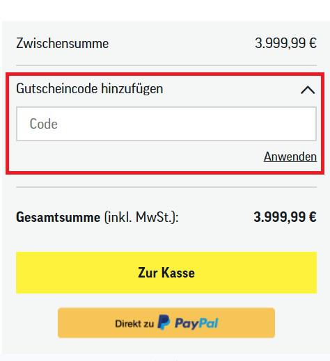 Lucky bike Gutschein Eingabefeld