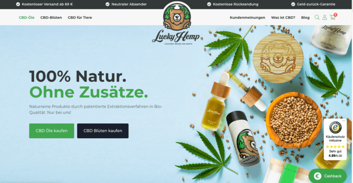 Der CBD-Online-Shop von Lucky Hemp.