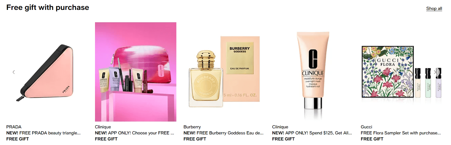 Macy&apos;s beauty gifts with order