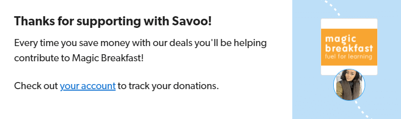 Signing up to support Magic Breakfast with Savoo