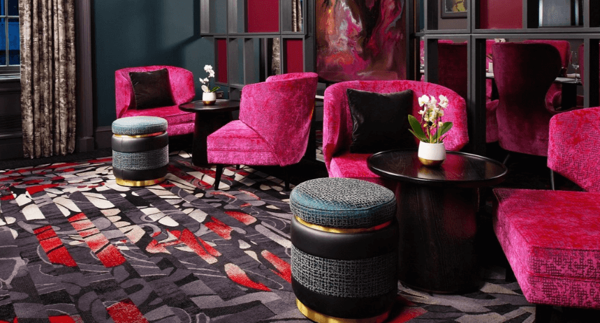 Malmaison save money banner. Image shows high-end lounge