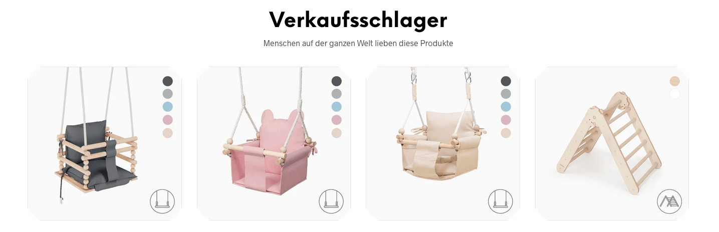 Mamoi Online-Shop mit Bestsellern wie Schaukeln