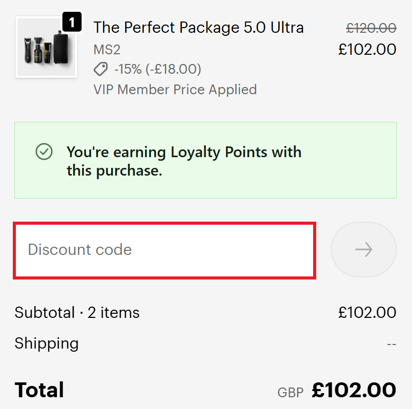 MANSCAPED discount code box in shopping basket image