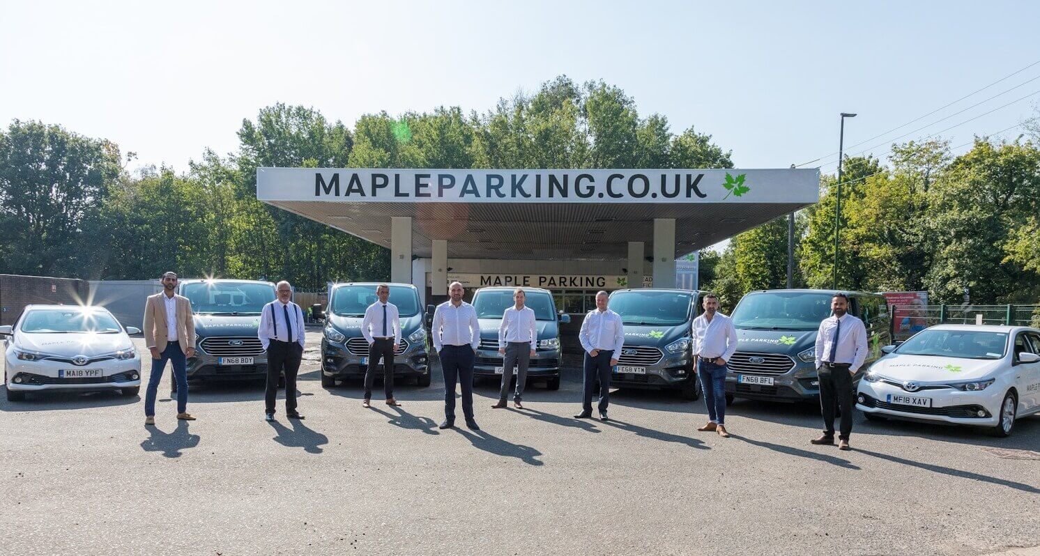 Maple Parking discount codes banner - parked cars