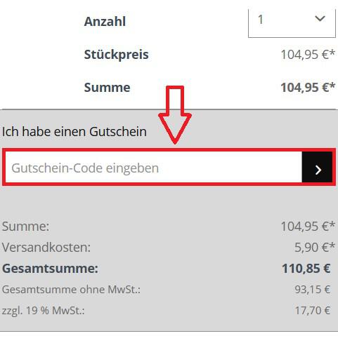 Eingabefeld für den Marc-Aurel-Gutschein im Warenkorb