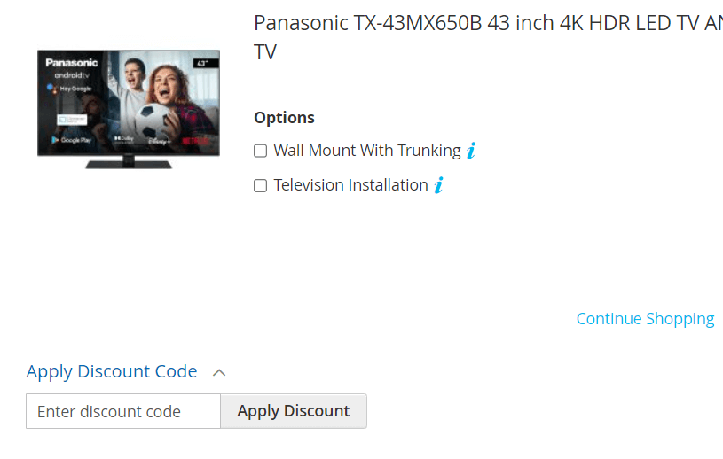 Martin Dawes discount code redemption area
