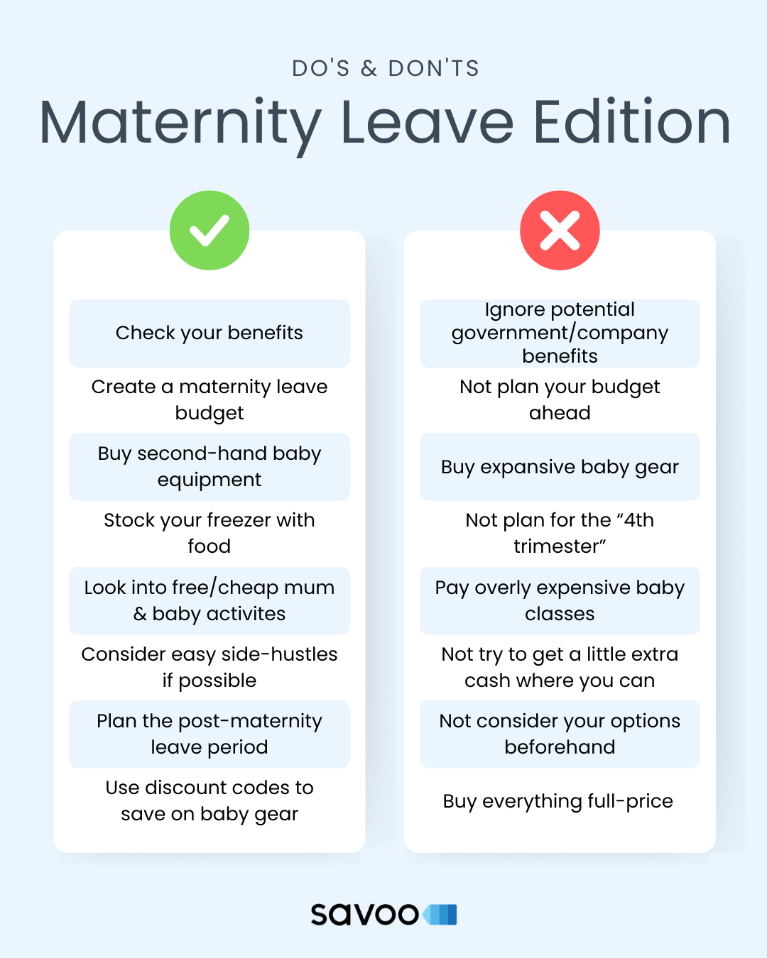 Maternity leave do's and don'ts