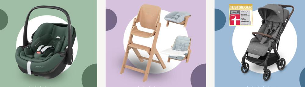 Kindersitz, Kinderwagen und Babyschale aus dem Maxi-Cosi Sortiment