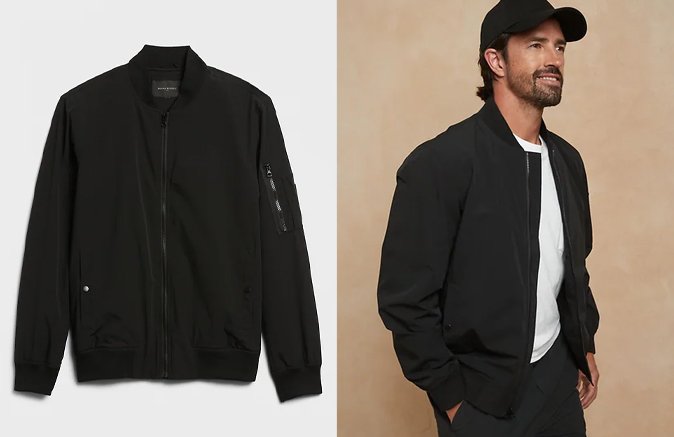 water resistant tech motion bomber jacket