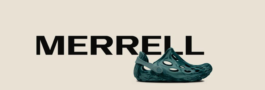 Merrell Logo mit Hydro Moc Schuh als Banner der Merrell Gutscheinseite