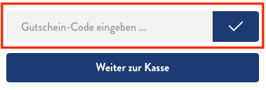 Eingabefeld für den Meßmer Gutschein im Warenkorb