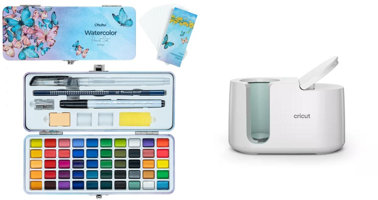 Michaels watercolor set and Cricut mug set