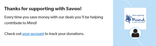Signing up to support Mind with Savoo