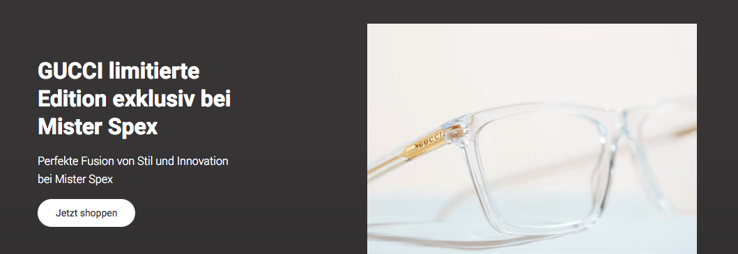 Staube hochwertige Brillen wie die limitierte Mister Spex x Gucci Brille mit einem Gutschein besonders günstig ab