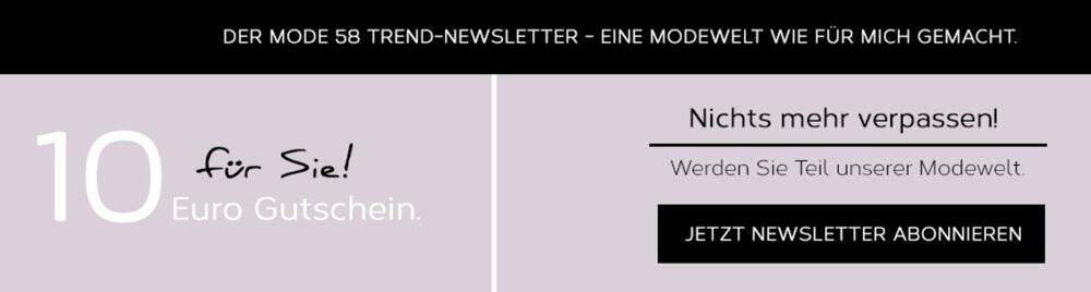 Banner für 10 Euro Newsletter-Rabatt bei mode58