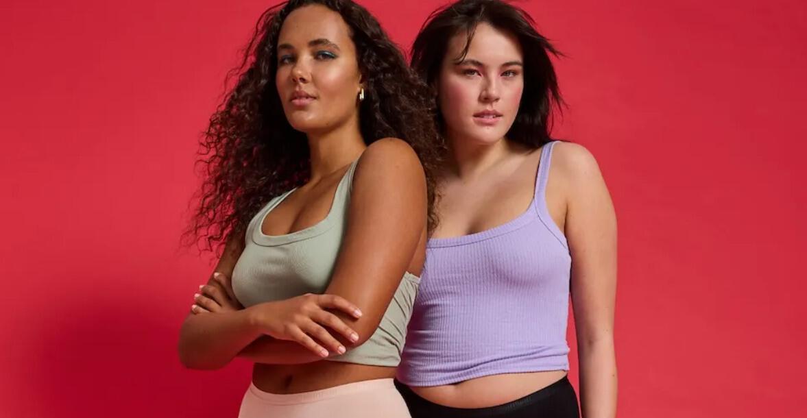 Modibodi deals page banner showing 2 strong women wearing crop tops
