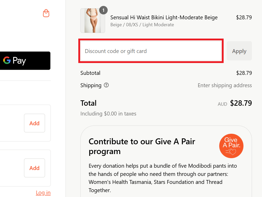 Modibodi discount code box picture