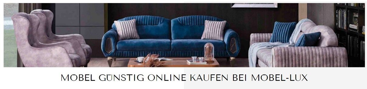 Sofas im Möbel-Lux-Gutscheinseiten-Banner mit Hinweis auf günstige Möbel
