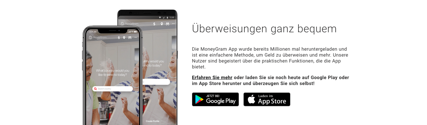 Lade dir die MoneyGram App herunter und verschicke im Handumdrehen Geld weltweit