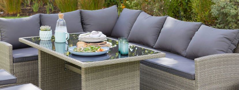 Grey outdoor garden seating and table