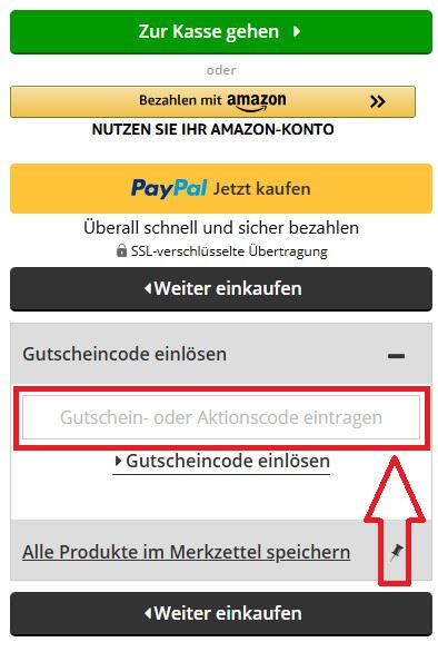 Screenshot vom Eingabefeld mit Hinweis darauf, wo du den MUSIC STORE Gutschein einlösen kannst