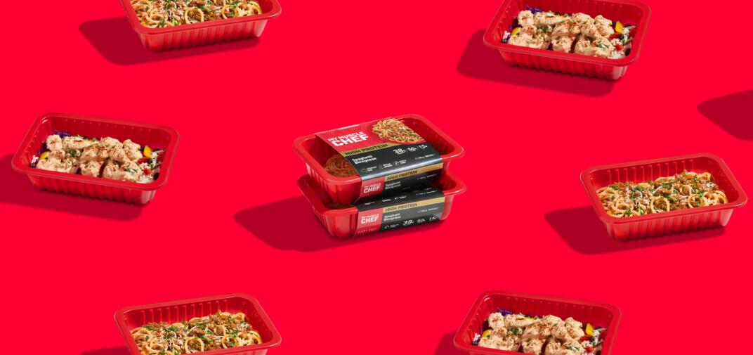 My Muscle Chef deals page banner showing a selection of pre-prepared meals in trys on a red background