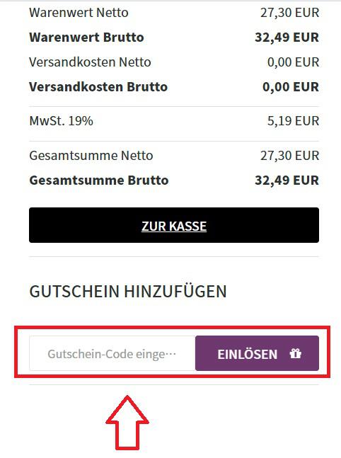 Warenkorb-Ansicht um deinen MyBodywear Gutschein einzulösen