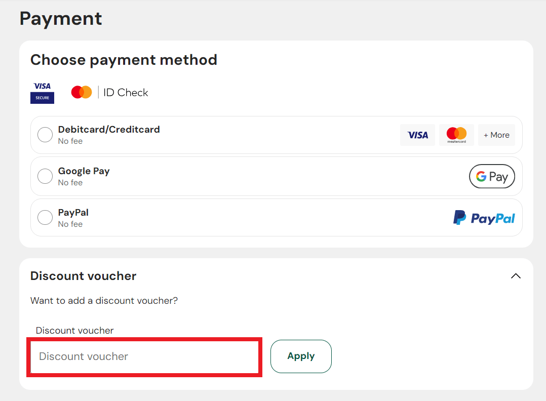 Mytrip discount code box during checkout