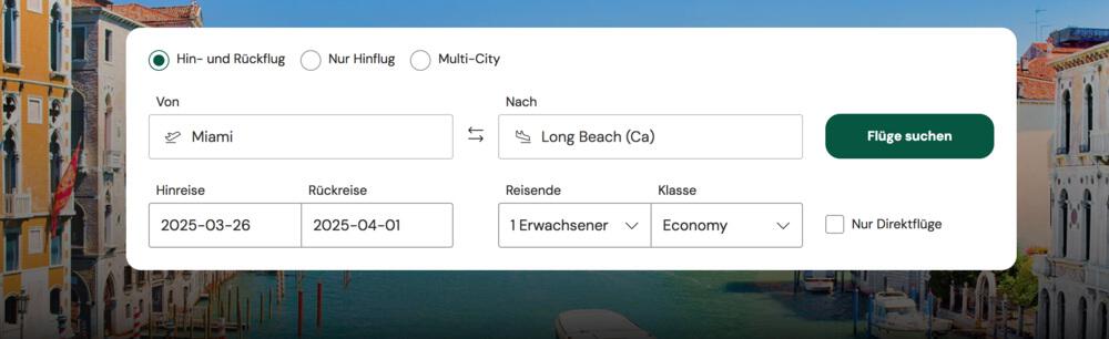 Die Flug Suchmaschine bei Mytrip