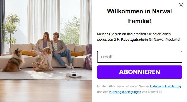 img: narwal-newsletter / alt: Verpasse keine Neuigkeiten mehr und sicher dir deinen Narwal Gutschein mit dem Narwal Newsletter.