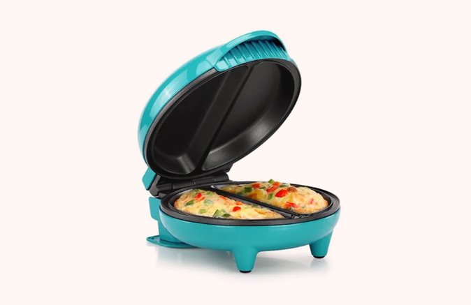 4-Egg Teal and Stainless Steel 2-section Omelette Maker