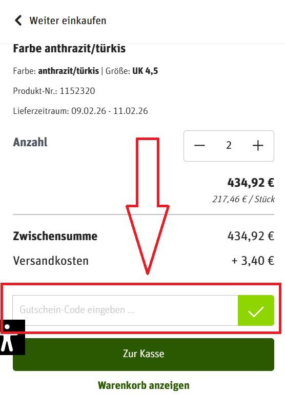 Naturzeit Gutschein im Warenkorb einlösen