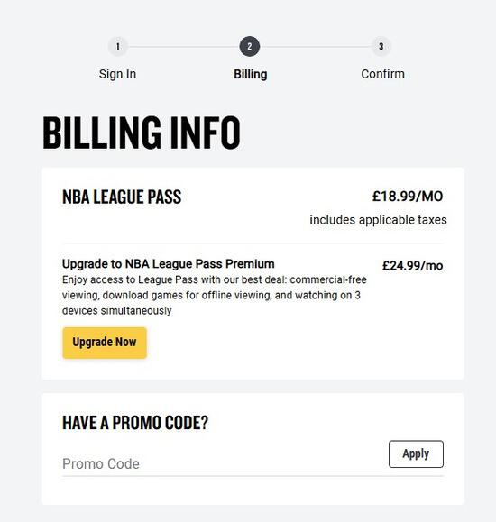 Bei der Buchung einen NBA League Pass Rabattcode anwenden