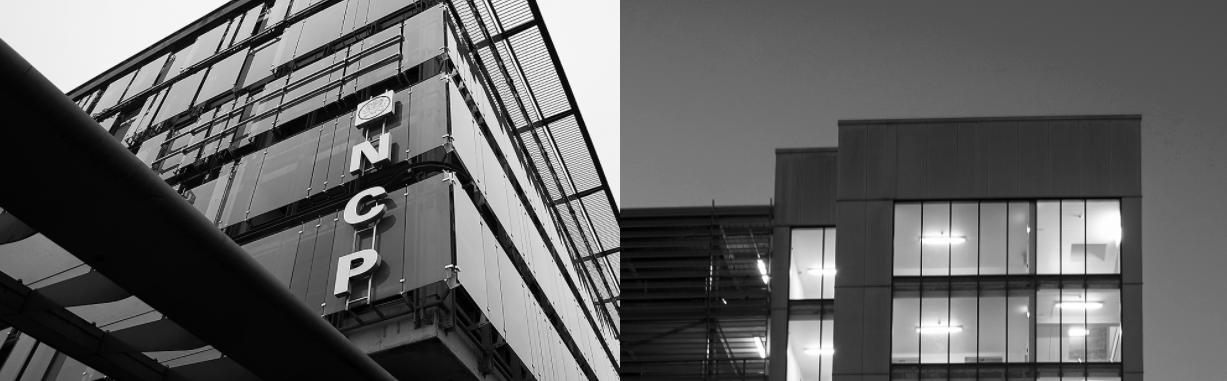 two NCP carpark buildings