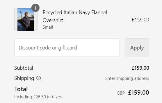 Neem London discount code box within shopping basket